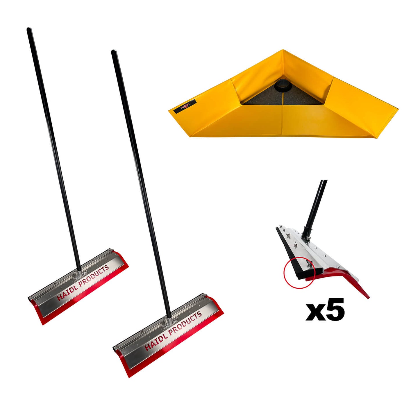 Set for professional flat roof cleaning / water removal on flat roofs (2 x Flat Roof Shield Sweeper + Flat Roof Drainer)
